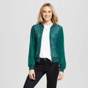 Emerald Lace Zip-Up Jacket